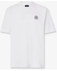 Fendi - Cotton T-Shirt With Ff Embroidery - Lyst