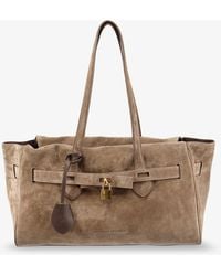 Brunello Cucinelli - Suede Shoulder Bag With Logo Padlock Detail - Lyst