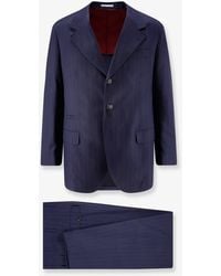 Brunello Cucinelli - Virgin Wool Suit With Pinstripe Pattern - Lyst