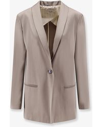 Alysi - Single-Breasted Satin Blazer - Lyst