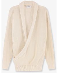 Laneus - Cotton Sweater With Crossed Neckline - Lyst