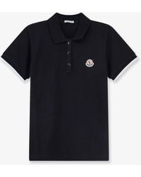 Moncler - Cotton Polo Shirt With Logo Patch - Lyst