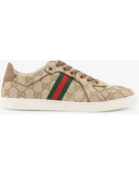 Gucci - Stretch Gg Fabric Sneakers With Nastro Web On The Side - Lyst