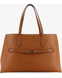 TOTEME - Leather Shoulder Bag With Lettering Logo On The Front - Lyst
