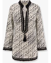 Tory Burch - Silk And Cotton Tunic With Pixelated Logo Print - Lyst
