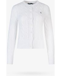 Polo Ralph Lauren CARDIGAN IN COTONE A TRECCE - Bianco