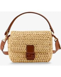 Fendi - Mamma Baguette Medium Raffia Crossbody Bag - Lyst