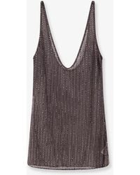 VENUJA - Crystal Short Dress With All-Over Rhinestone Detail - Lyst
