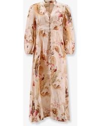 Zimmermann - Ascension Plunge Linen Midi Dress - Lyst