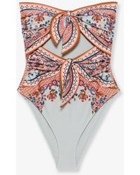 Zimmermann - Aster One-Piece Shiny Nylon Swimsuit With Paisley Print - Lyst