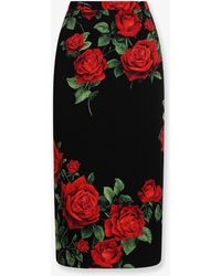 Dolce & Gabbana - Dolce & Gabbana Stretch Silk Midi Skirt - Lyst