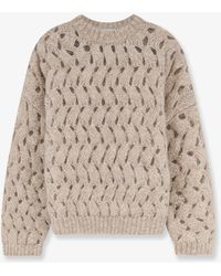 Brunello Cucinelli - Perforated Sweater With Micro Sequins - Lyst