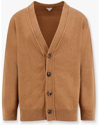 Bottega Veneta - Cashmere Cardigan With Intrecciato Iconic Motif Leather Details - Lyst