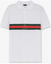 Gucci - Cotton Polo Shirt With Web Print On The Front - Lyst