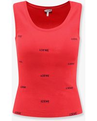 Loewe - Cotton Tank Top With All-Over Embroidered Logo Lettering - Lyst