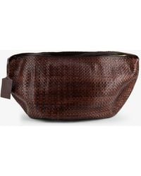 IBELIV - Clip Vegetable-Tanned Leather Shoulder Bag With A Woven Pattern - Lyst