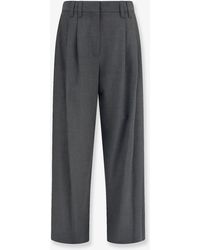 Brunello Cucinelli - Stretch Virgin Wool Blend Trousers With Monili Detail - Lyst