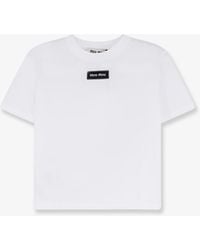 Miu Miu - Cotton T-Shirt With Embroidered Logo On The Front - Lyst