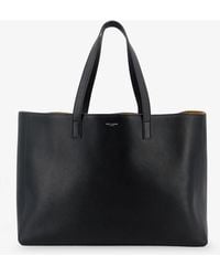Saint Laurent - Leather Shopping Bag With Front Logo - Lyst