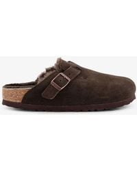 Birkenstock - Boston Vl/Shearling Suede Mule - Lyst