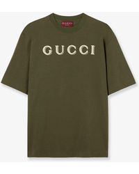Gucci - Cotton T-Shirt With Embroidery On The Front - Lyst