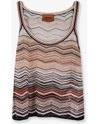 Missoni - Viscose Tank Top With Laminated Chevron Pattern - Lyst