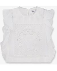 Self-Portrait - Self Portrait Ramie Top With Lace Inserts - Lyst