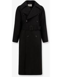 Saint Laurent - Certified Wool Coat With Belt - Lyst