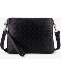 Gucci - Leather Gg Emblem Crossbody Bag With Embossed Gg Motif - Lyst