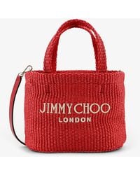 Jimmy Choo - Raffia Crossbody Bag With Embroidered Logo On The Front - Lyst