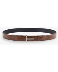Tom Ford - Crocodile-Effect Leather Belt - Lyst