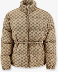 Gucci - Gg Fabric Padded Jacket With Belt - Lyst