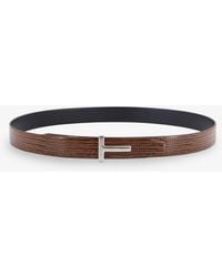 Tom Ford - Crocodile-Effect Leather Belt - Lyst