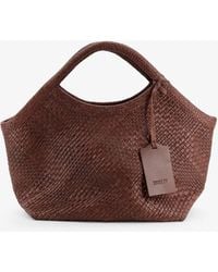 IBELIV - Pure Large Vegetable-Tanned Leather Handbag With A Woven Pattern - Lyst