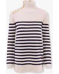 The Seafarer - Virgin Wool And Cashmere Blend Sofy Sweater With Striped Pattern - Lyst