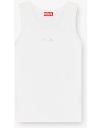 DIESEL - Slim Fit Ribbed Tank Top With Metal Oval D - Lyst