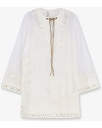 Zimmermann - Indra Ramie Long Dress With All-Over Embroidery - Lyst