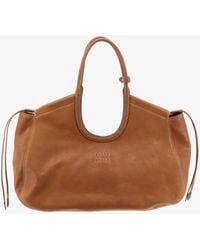 Miu Miu - Ivy Leather Handbag With Front Lettering Logo - Lyst