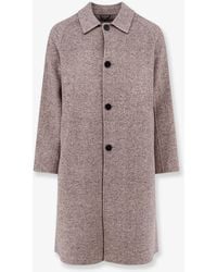 Amaranto - Single-Breasted Wool And Cashmere Blend Coat With Herringbone Pattern - Lyst