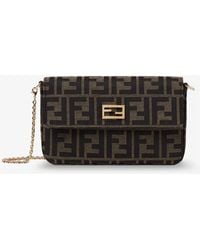 Fendi - Wallet On Chain Tube Ff Zucca Fabric Crossbody Bag - Lyst