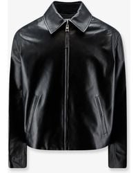 Loewe - Leather Jacket With Back Logo Patch - Lyst