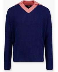 Fendi - Cotton Sweater With Contrasting Collar - Lyst