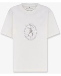 Brunello Cucinelli - Cotton T-Shirt With Print On The Front - Lyst