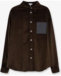 Loewe - Corduroy Shirt With Leather Pocket - Lyst