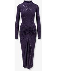 Alaïa - Long Viscose Dress With Rhinestones - Lyst