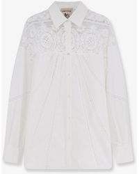 Semicouture - Cotton Shirt With Lace Inserts - Lyst
