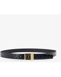Saint Laurent - La 66 Crocodile-Embossed Leather Belt - Lyst