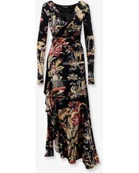 Etro - Stretch Viscose Long Dress With Print - Lyst