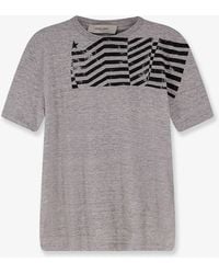 Golden Goose - Cotton T-Shirt With Flag Print On The Front - Lyst