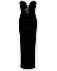 Self-Portrait - Self Portrait Velvet Long Dress - Lyst